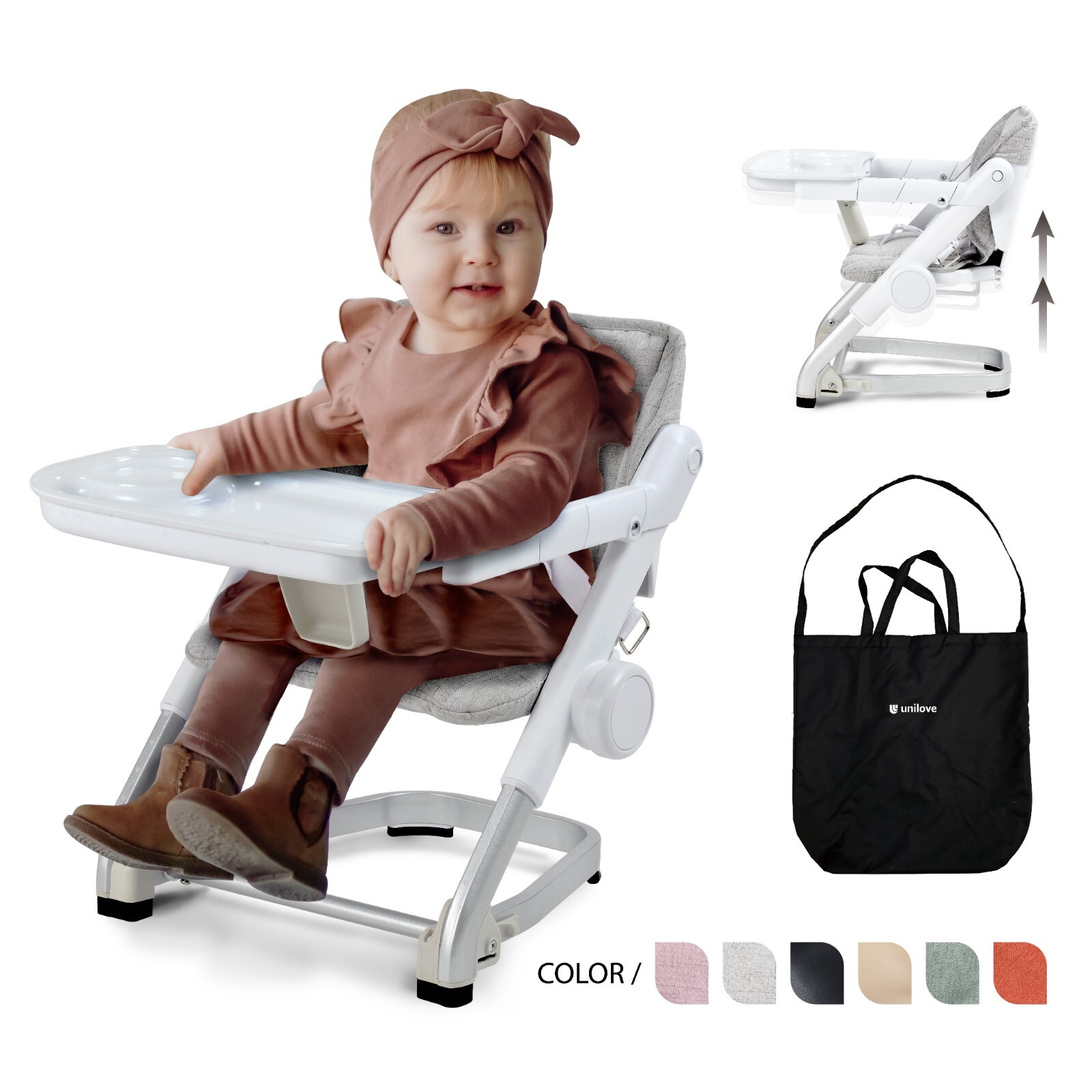 Unilove Feed Me 3-In-1 Dining & Feeding Booster Seat, Shadow Gray(Open Box)
