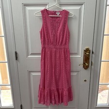 J Crew Summer Dress Pink  Excellent Size 4 Ruffle Eyelet