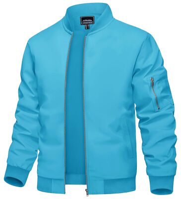 Men's Lightweight Bomber Jacket Spring Fall Thin Casual Coat Full-Zip Work Coats