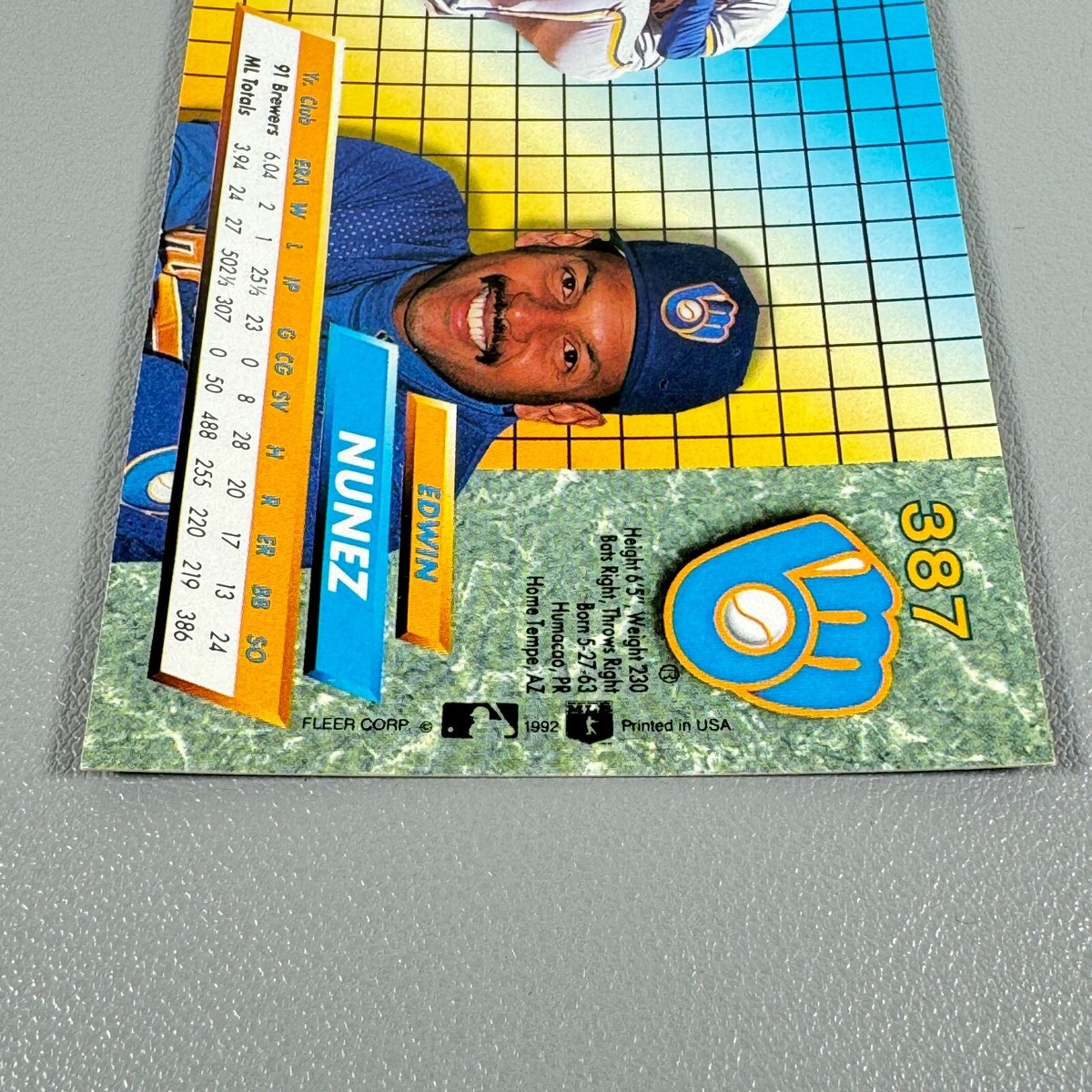 うの 1992 Fleer Ultra MLB Card: EDWIN NUNEZ #387 | Milwaukee
