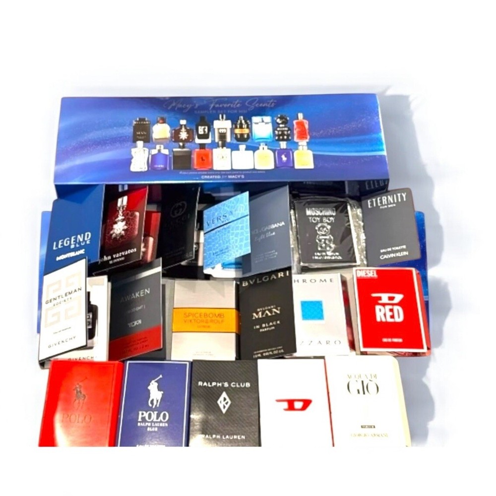 Macy’s Cologne Sampler Mens Fragrance Gift 18pc Givenchy Versace Favorite Scents