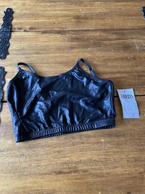 New NWT Alberts Dancewear Cropped Tank Top Bra Black Sz Medium M Dancer