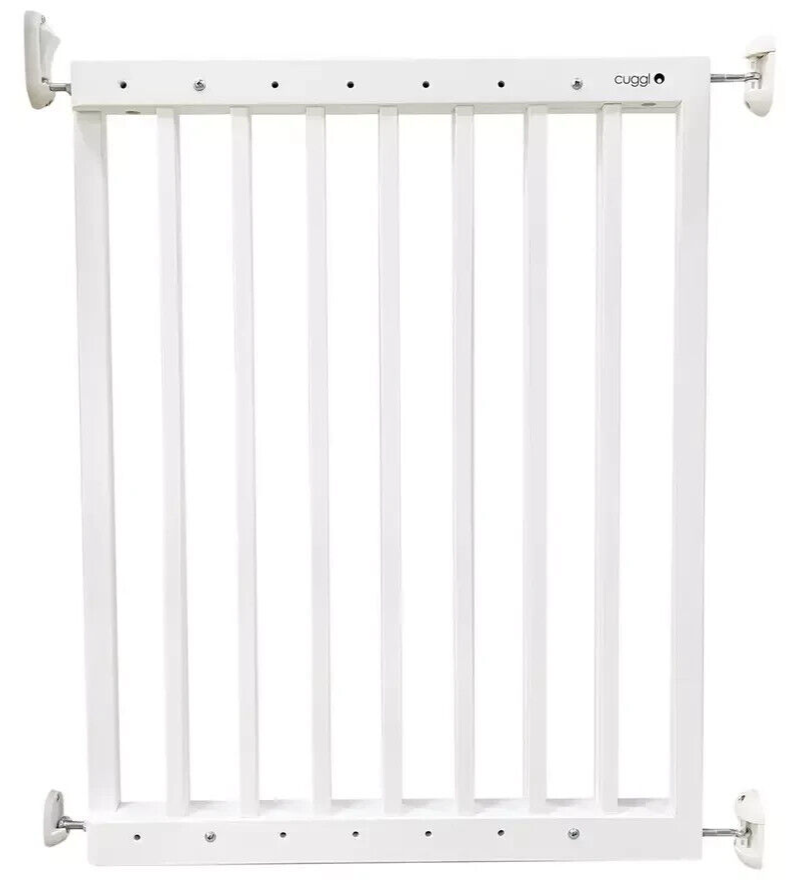 Cuggl White Wooden Safety Gate Wall Fix Extending Safety Baby Pet Dog