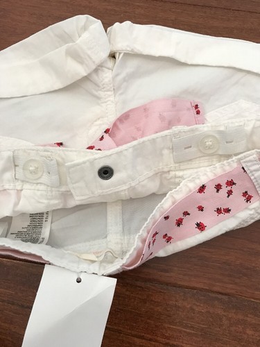 NWT 1 1/2-2 Yr H&M White Shorts Cargo Pockets Pink Ladybug Belt Girl Adj Waist - Picture 5 of 5