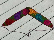 Faja Mexican Belt Embroidered Red Rose Flowers Rainbow Chiapas One Size 1843