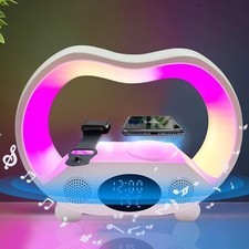 6-in-1 Smart Night Light with Bluetooth Speaker, Wireless Charger, RGB Lighting
