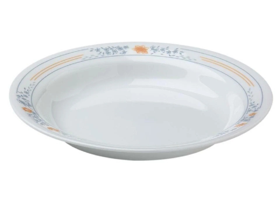 ❤️ NEW Corelle APRICOT GROVE 15-oz BOWL Flat Rimmed SOUP PLATE Peach Blue Floral