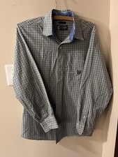 Chaps Button Up Shirt Mens M Green Plaid Long Sleeve Easy Care Lightweight