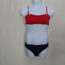 Andie Cherry Red The Rio Top /Black Bikini Bottom Large Set