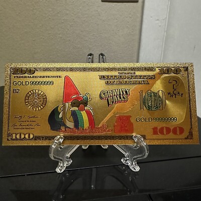 24k Gold Foil Plated Steve The Gnome Gravity Falls Banknote Disney Collectible