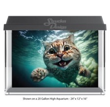 Cute Smiling Cat Swimming Polyester Fish Tank Glass Backdrop Aquarium Background