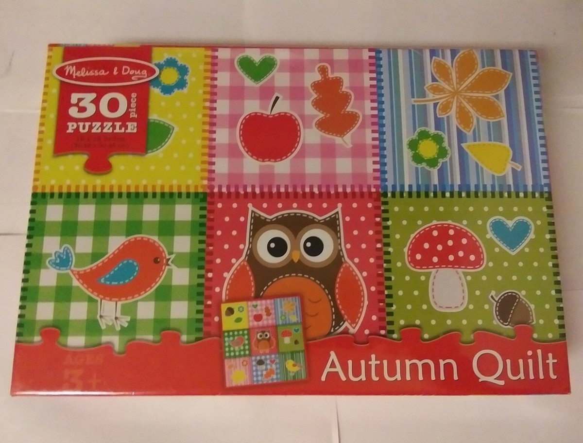 Melissa Doug 30 Piece 12 x 12 Jigsaw Puzzle Autumn Quilt New Sealed Owl