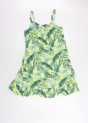Bonmarché Womens Green Geometric Viscose Tank Dress Size 10 Round Neck Pullover