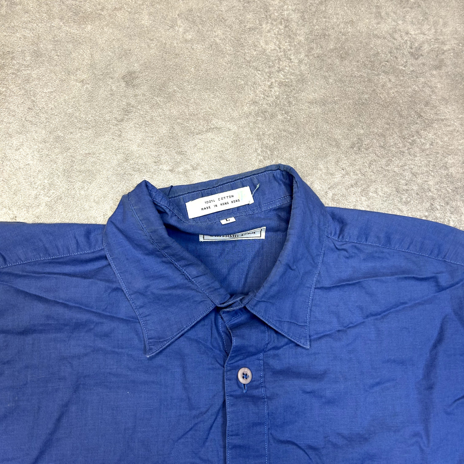Christian Dior Shirt Mens Large USA Short Sleeve Button Up Top, Blue image 3