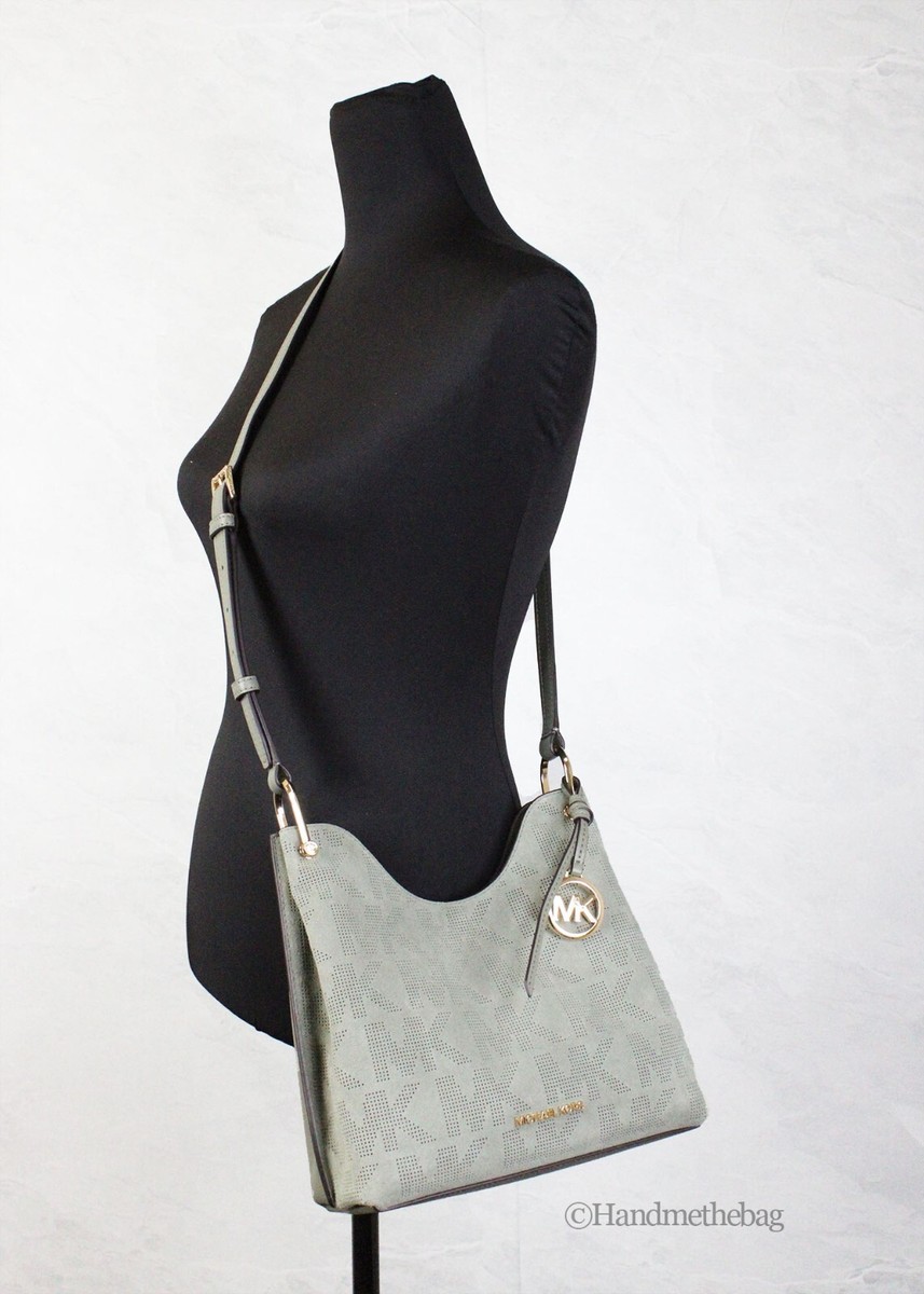 Michael Kors Joan Small Green Perforated Suede Leather