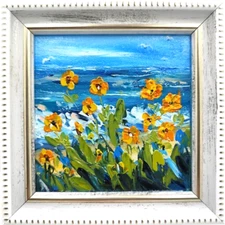 Seascape Flower painting Original art Impressionism painting gift ART Signed