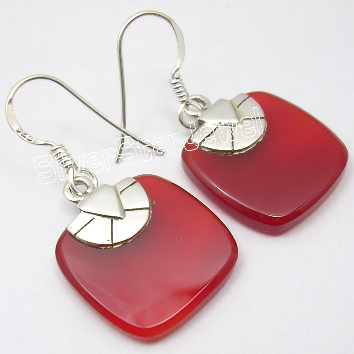 TOP BEST TRENDING DEALS Jewelry 17 tcw Silver RED COLOR CARNELIAN Earrings 1.3"
