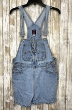 Vtg Goodfellas Women's 90s High Waist Light Wash Denim Shortall Overalls Medium