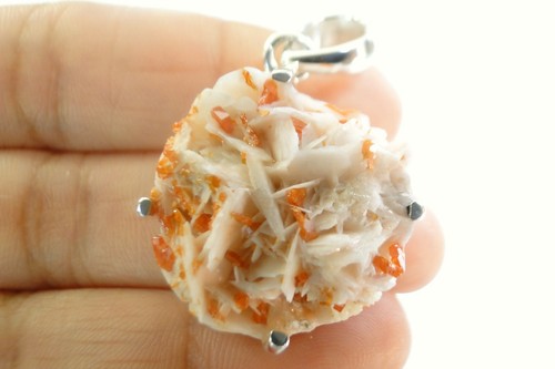 Vanadinite On Barite Healing Crystal Solitaire 925 Sterling Silver Pendant - Picture 5 of 5