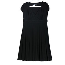 Jones NY Dress Womens Size 14 Black Faux Wrap Slinky Stretch Career Little Black