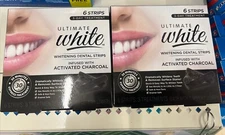 SET OF 2 Ultimate White Whitening Dental Strips w Activated Charcoal 6 Strips