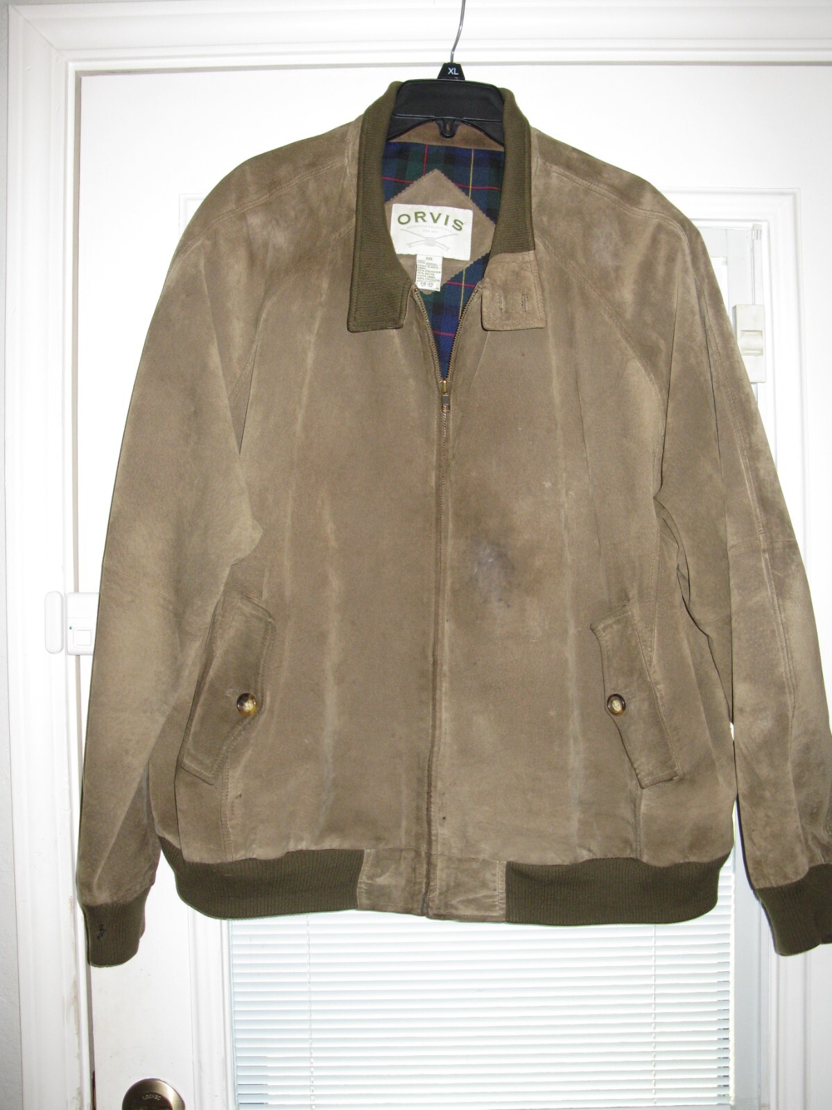 Vintage Orvis Leather Bomber Jacket xxlrg flannel lined READ eBay