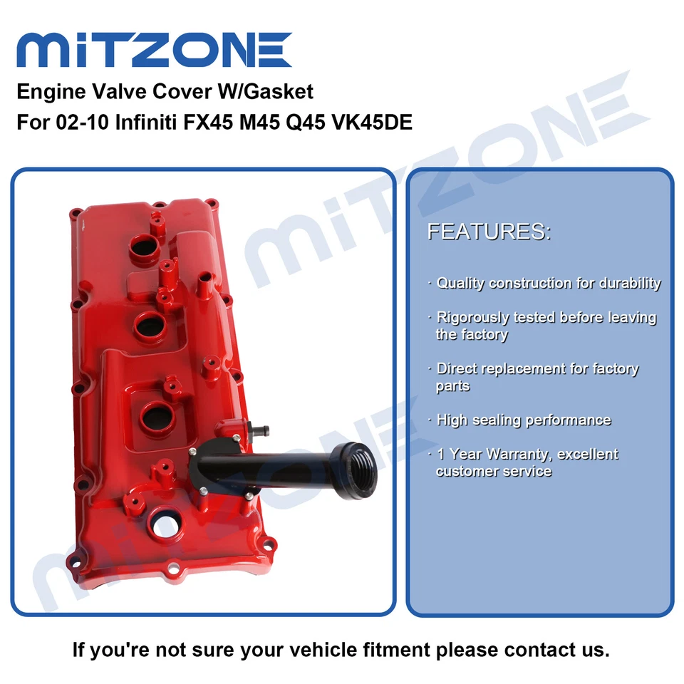 Cubierta de válvula de motor mejorada 2 piezas con junta para 02-10 Infiniti FX45 M45 Q45 VK45DE Foto 2 de 4