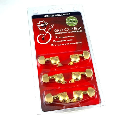 Grover Gold 3 x 3 Roto-Grip Mini Locking Guitar Tuners 505G