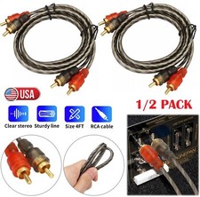 2  RCA Cables 2 Channel Twisted 4Ft Car Audio Shielded Interconnect Amp Wire US