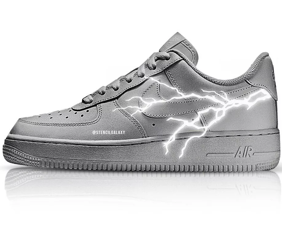 Lightning Shoes, reflective nike sticker, custom Air Force 1