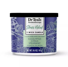 Dr Teal's Aromatherapy Stress Relief Wellness Candle with Eucalyptus, Citrus