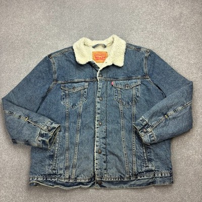 Levis Jeansjacke Erwachsene 2XL XXL Blau Sherpa Gefüttert Trucker Red Tab...