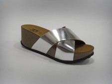 Paola Firenze alice argento biabatta con zeppa 6cm pelle