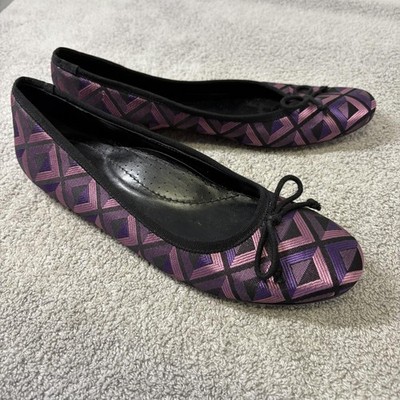 VANELi Betsy Ballet Flats Womens Size 8 Narrow Purple Pink Shoes Geometric Bow