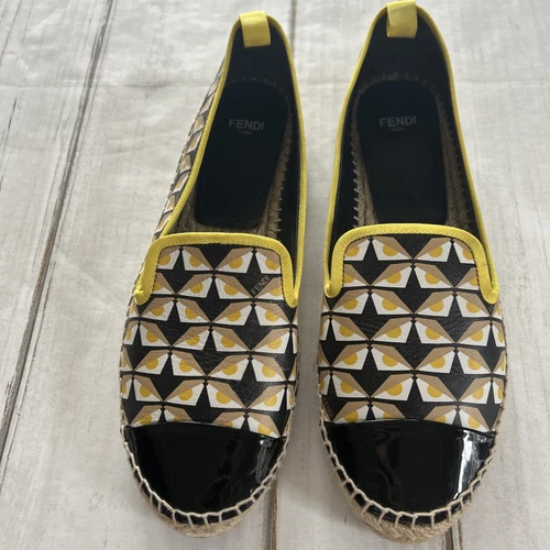 Scarpe basse Fendi Monster Eyes espadrillas taglia 9 giallo e nero