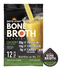 Brite Start Bone Broth  Chicken + Miso  12 Count  Keto Friendly Concentrate P...