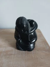 BOMA Carved Figurine Kneeling Native Woman with Papoose Canada 3.75" 