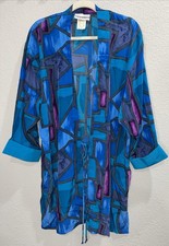 Peter Popovitch Robe Size MEDIUM Vintage USA Made Vibrant Tie Shoulder Pads