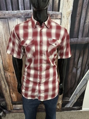 DIXXON Flannel SS Red & White Plaid  Sonoma  Button Up Shirt Size Medium