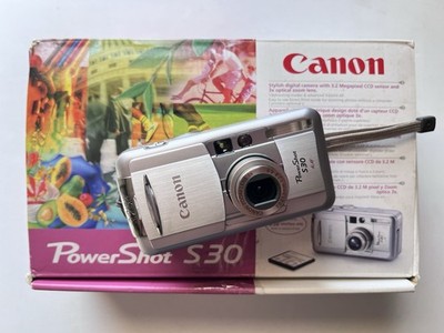 Canon Digital Camera PowerShot S30 3.2 MP 3x Zoom Silver Manuals Boxed Tested