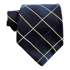 Tommy Hilfiger Tie 100 Silk Navy Blue Plaid Men's Neck Tie