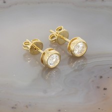 Wert 1790 € Solitär Brillant Ohrringe (0,36 carat) 750 18 Karat Gelb Gold