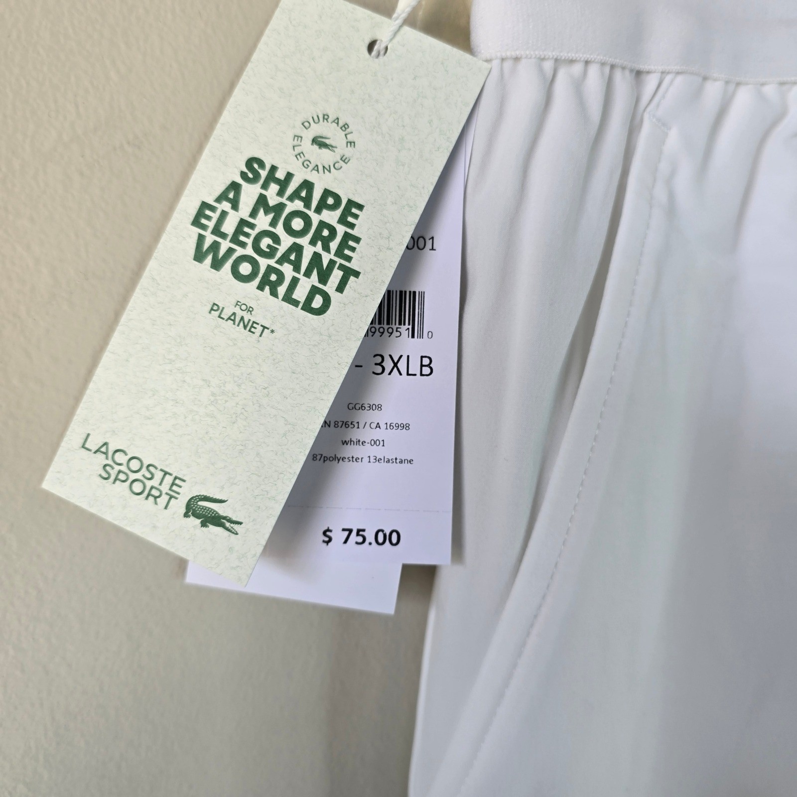 Lacoste Sport Mens White Tennis Shorts Regular Fit 3XLB GH1555-51 NWT thumbnail 7