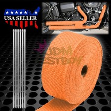 Orange Exhaust Pipe Insulation Thermal Heat Wrap 2 X 50 Motorcycle Header