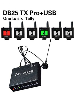 DB25 TX Pro + USB Wireless Tally ONE Transmitter to SIX Receivers