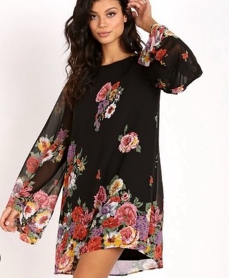 Show Me Your Mumu Bombshell Floral Shift Mini Dress Chiffon Scoop Back small S