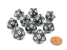 Pack of 10 D20 20mm Koplow Games Pearl Dice - Charcoal