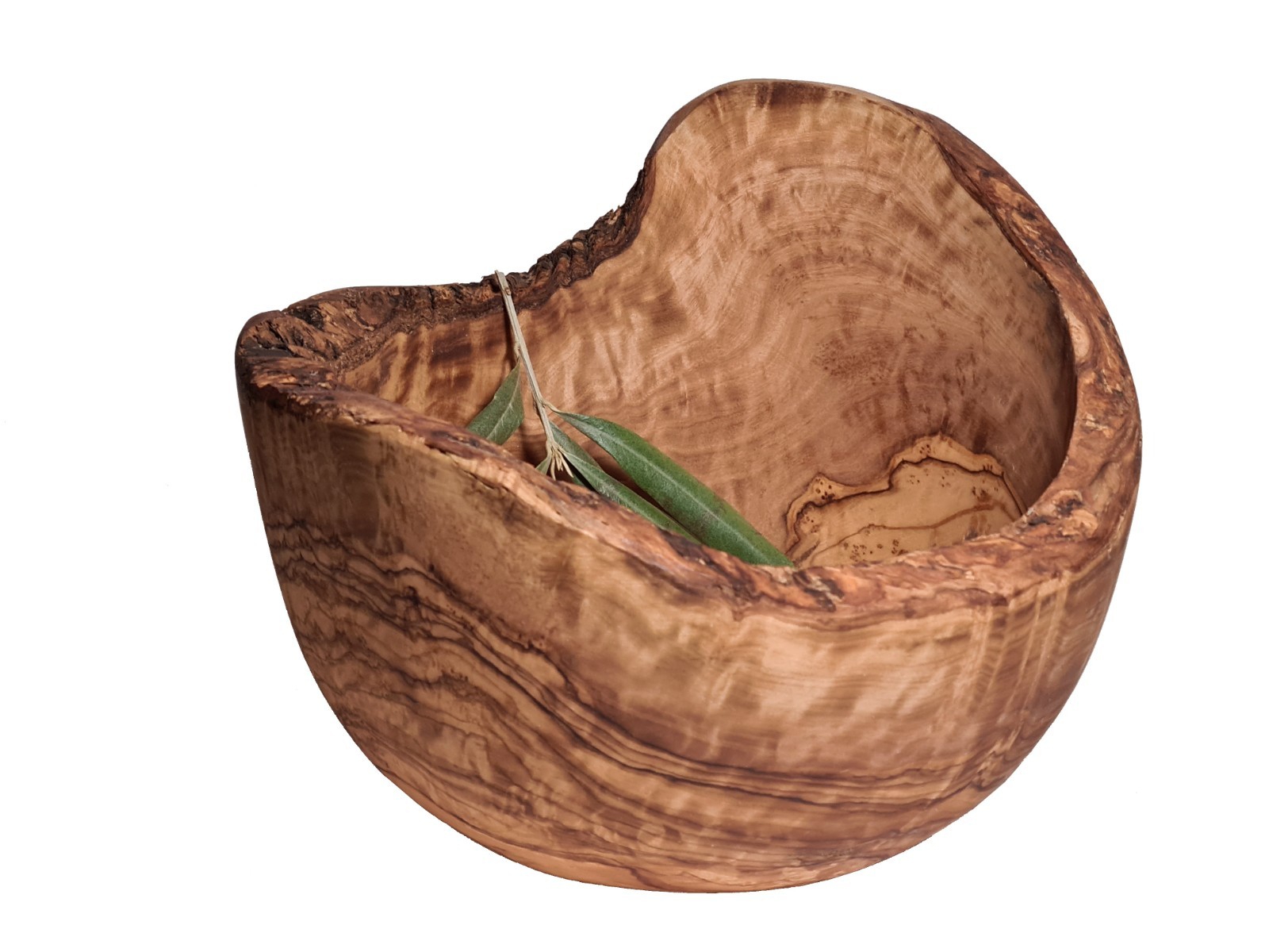 Saladier en bois d'olivier rustique 19 cm, artisanat haut de gamme