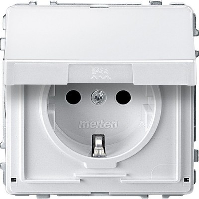 Merten MEG2310-7219 SCHUKO-Steckdose mit Klappdeckel Aquadesign polarweiß