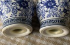 Vintage Set / Pair Blue & White Floral Oriental Porcelain Shakers — photo 7